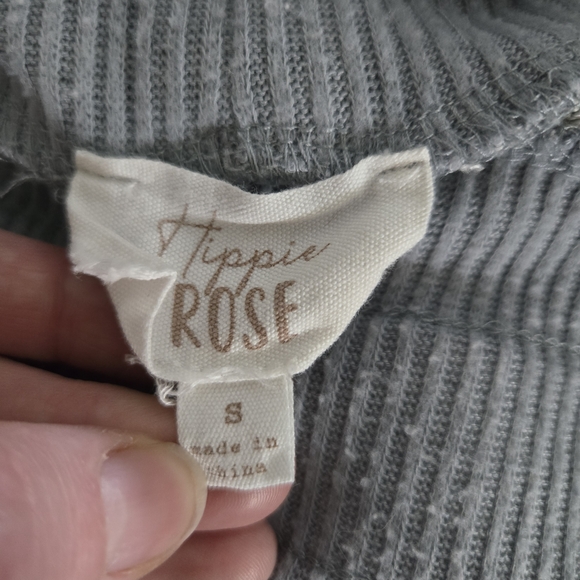 2 Piece! Hippie Rose Blue Floral Lace-Up Pajama Top - Picture 5 of 7